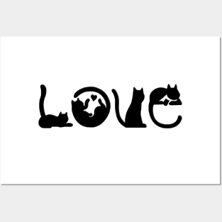 Love Cats Black Silhouette Posters and Art